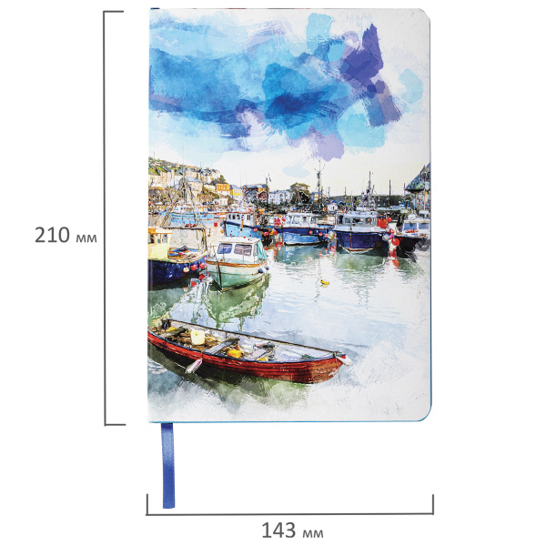 Блокнот А5 (143x210 мм), BRAUBERG VISTA "Bay of joy", под кожу, гибкий, 80 л., 112086 - Бизнес-блокноты и бизнес-тетради