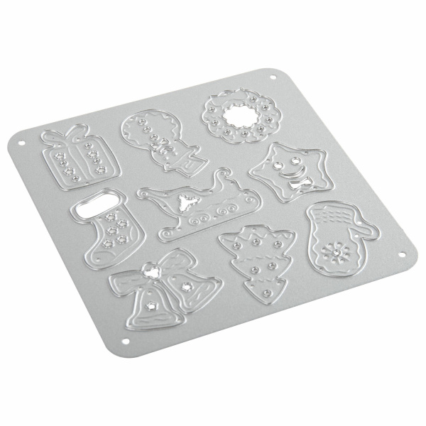 Ножи "Новый год" для Машинки для вырубки и тиснения ОС-5, 10 штук, 100х100 мм, ОСТРОВ СОКРОВИЩ, 663827, 861-011 - Машинки, ножи и маты для вырубки, клише для тиснения