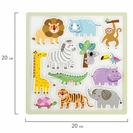 Наклейки обучающие тематические из EVA "Животные Африки", 20х40 см, многоразовые, ЮНЛАНДИЯ, 663770 - Наклейки