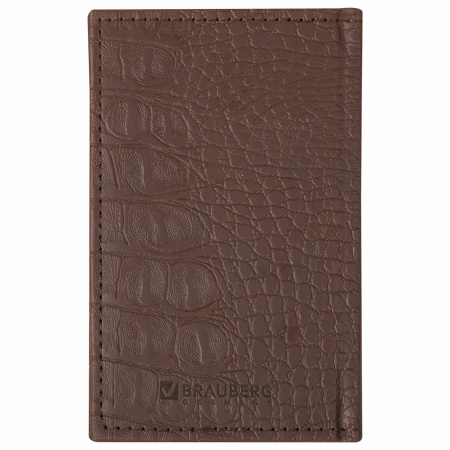 Телефонная книжка МАЛЫЙ ФОРМАТ (80х130 мм) А7, BRAUBERG "Cayman", под крокодиловую кожу, 56 л., вырубной алфавит, коричневая, 125135 - Телефонные алфавитные книжки