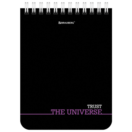 Блокнот МАЛЫЙ ФОРМАТ А6 108х145 мм, 40 л., гребень, картон, клетка, BRAUBERG, "Black & notes", 114389 - Блокноты