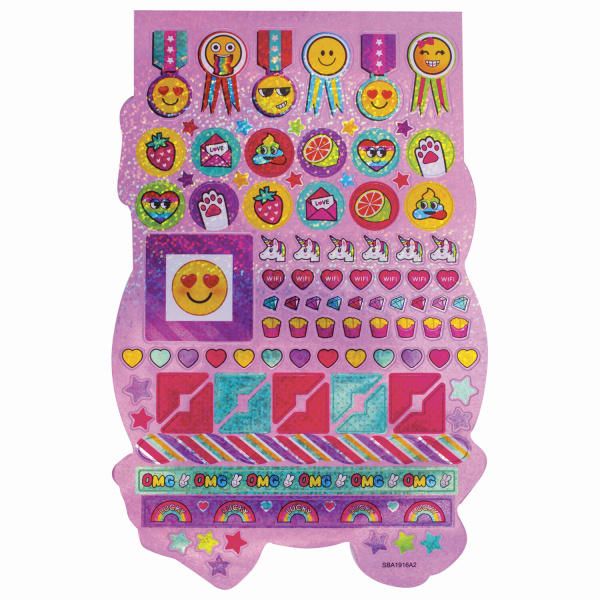 Альбом со сверкающими наклейками "Смайлики", 4 листа, более 250 шт., склейка, ЮНЛАНДИЯ, 662699 - Наклейки