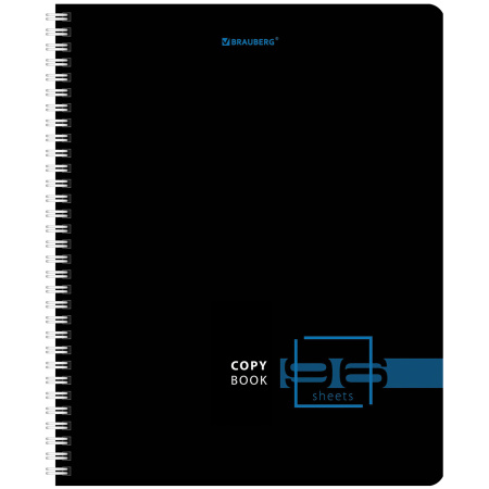 Тетрадь А5 96 л. BRAUBERG, гребень, клетка, глянцевая ламинация, "Dark" (4 вида в спайке), 404419 - Тетради более 60 листов