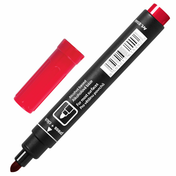 Маркер перманентный CENTROPEN 8566, КРАСНЫЙ, круглый наконечник, 2,5 мм, 5 8566 0104 - Маркеры перманентные