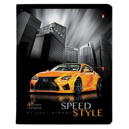 Тетрадь А5 48л. АЛЬТ скоба, клетка, глянцевый лак, "Машина. Жажда скорости" (5 видов), 7-48-432 - Тетради 40-48 листов