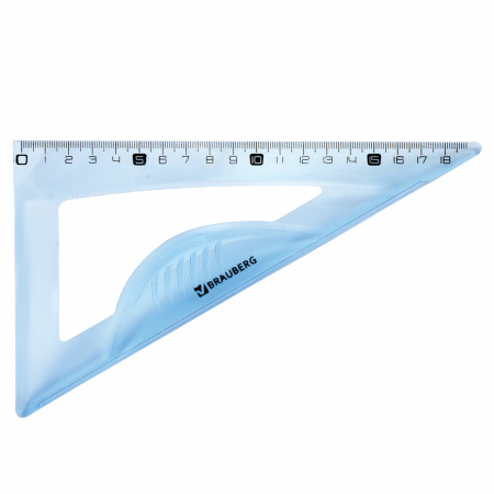 Набор чертежный BRAUBERG "EXTRA" (линейка 30 см, 2 угольника, транспортир), тонированный голубой, 210747 - Наборы чертежные