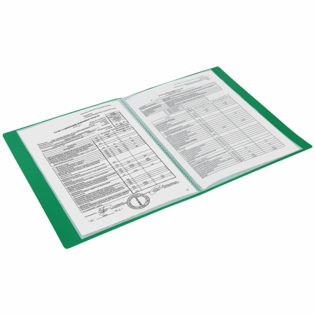 Папка 10 вкладышей BRAUBERG "Office", зеленая, 0,5 мм, 271323 - Папки с вкладышами (файлами)