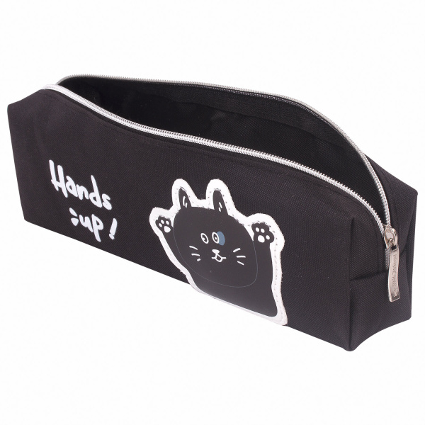 Пенал ЮНЛАНДИЯ, 1 отделение, полиэстер, "Cat", черный, 19х4х6 см, 270279 - Пеналы мягкие