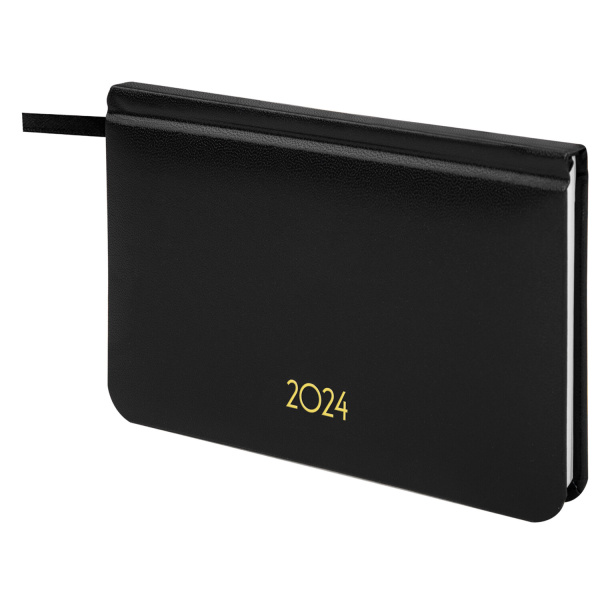 Еженедельник датированный 2024 МАЛЫЙ ФОРМАТ 95х155 мм А6, BRAUBERG "Select", балакрон, черный, 115048 - Еженедельники