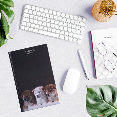 Блокнот А5 (134х206 мм), 96 л., твёрдый, клетка, STAFF, "Собачки", 114433 - Блокноты в книжном переплете