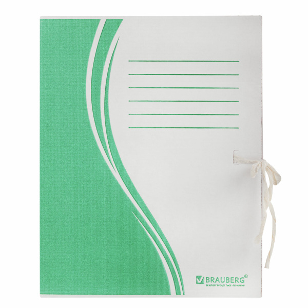 Папка архивная с завязками А4 (325х260 мм), 75 мм, до 700 листов, плотная, микрогофрокартон, ЗЕЛЕНАЯ, BRAUBERG, 124851 - Накопители документов