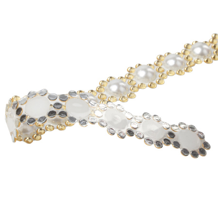 Стразы самоклеящиеся на ленте "ЖЕМЧУЖНЫЕ", 15 мм, 4 ленты, на подложке, ОСТРОВ СОКРОВИЩ, 662244 - Стразы для творчества