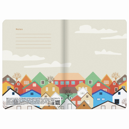 Тетрадь 40 л. в клетку обложка SoftTouch, бежевая бумага 70 г/м2, сшивка, А5 (147х210 мм), УЮТНЫЙ ГОРОД, BRAUBERG, 403787 - Тетради 40-48 листов