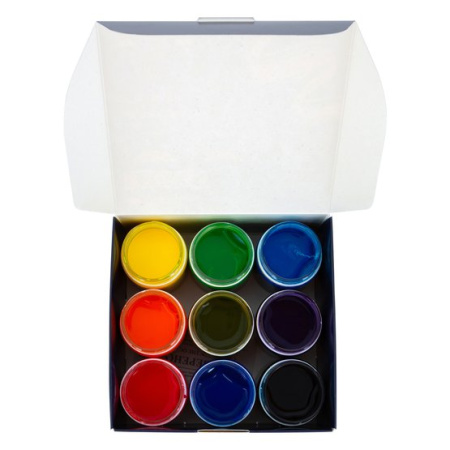 Набор акриловых красок шелк/батик картон 9 шт х 50 мл Decola - Краски по ткани в наборах