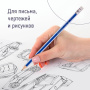 Набор карандашей чернографитных BRAUBERG "G-100" 12 шт., HB, с ластиком, корпус ассорти, 181716 - Карандаши чернографитные