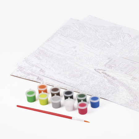 Картина по номерам А3, ОСТРОВ СОКРОВИЩ "ДОМИК В ГОРАХ", С АКРИЛОВЫМИ КРАСКАМИ, картон, кисть, 661635 - Картины по номерам