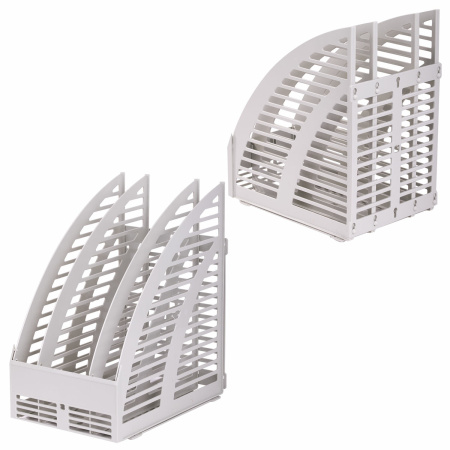 Лоток вертикальный для бумаг STAFF, 245х165х285 мм, 3 отделения, сетчатый, сборный, серый, 237294 - Лотки вертикальные (стойки-уголки)