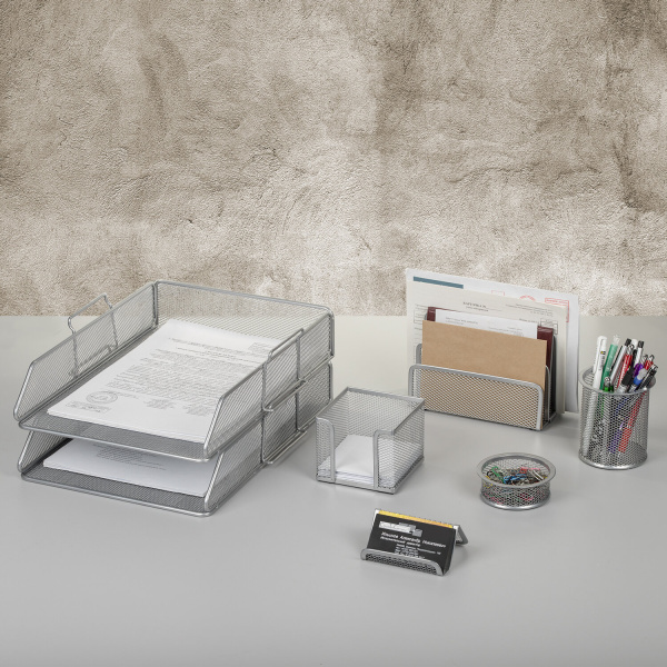 Настольный набор из металла BRAUBERG "Germanium", 7 предметов, серебристый, 231963 - Настольные наборы из металла