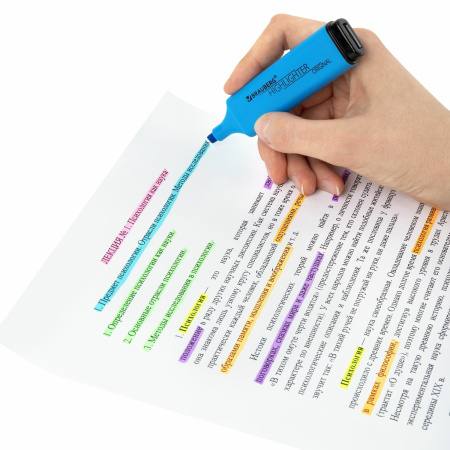 Набор текстовыделителей 6 ЦВЕТОВ, BRAUBERG "ORIGINAL NEON", линия письма 1-5 мм, 152216 - Текстовыделители