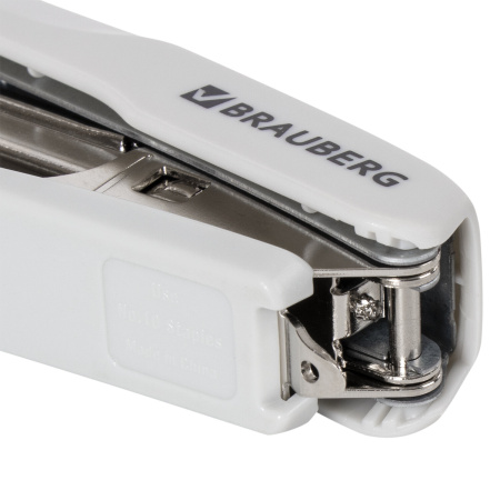 Степлер №10 BRAUBERG "Extra", до 20 листов, антистеплер, серо-красный, 229082 - Степлеры настольные