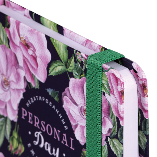 Ежедневник недатированный с резинкой, МАЛЫЙ ФОРМАТ А6 (109х148 мм), BRAUBERG, 128 л., "Розы", 114572 - Ежедневники с твердой обложкой