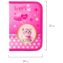 Пенал BRAUBERG, 1 отделение, 1 откидная планка, полиэстер, 21х14 см, "Happy kitten", 270308 - Пеналы каркасные