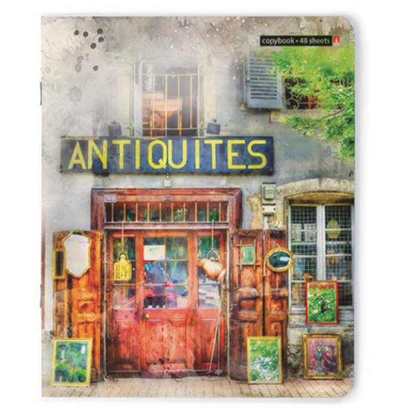 Тетрадь А5 48 л. АЛЬТ скоба, клетка, глянцевый лак, "ЕВРОПЕЙСКИЙ ДВОРИК", 1 шт, 7-48-1057 - Тетради 40-48 листов