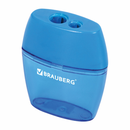 Точилка BRAUBERG "Diamond Dual", 2 отверстия для чернографитных карандашей (в том числе утолщенных), с контейнером, ассорти, 226941 - Точилки ручные