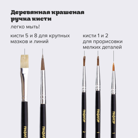 Кисти ПИФАГОР, набор 10 шт. (ПОНИ: плоская № 4, круглые № 1, 2, 3, 5; СИНТЕТИКА: круглые № 1, 3, 5; ЩЕТИНА: плоские № 4, 8), блистер, 200505 - Кисти для рисования