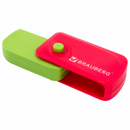 Ластик выкидной BRAUBERG "Delta", 60х33х18 мм, цвет ассорти, пластиковый держатель ассорти, 223594 - Ластики классические