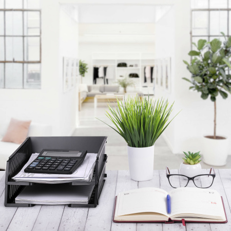 Лотки горизонтальные для бумаг, НАБОР 2 шт. (358х272х177,5 мм), сетчатые, черные, BRAUBERG-MAXI, 231360 - Лотки горизонтальные (поддоны)