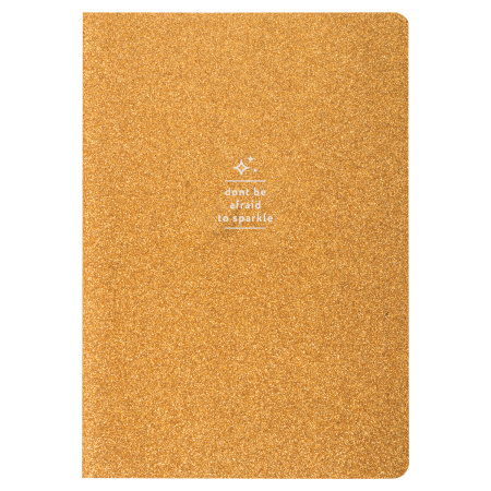 Тетрадь 48 л. в клетку обложка кожзам с блестками, сшивка, A5 (147х210мм), ЗОЛОТОЙ, BRAUBERG SPARKLE, 403851 - Тетради 40-48 листов