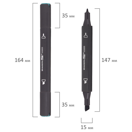 Маркер для скетчинга двусторонний 1 мм - 6 мм BRAUBERG ART CLASSIC, ЗЕЛЕНАЯ БИРЮЗА (B635), 151843 - Скетчмаркеры поштучно