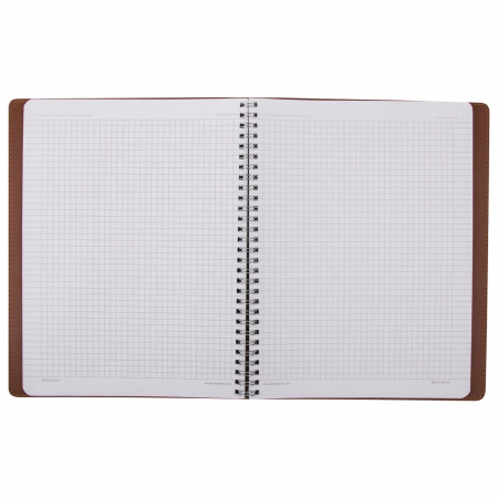 Тетрадь БОЛЬШОЙ ФОРМАТ (200x252 мм) В5, BRAUBERG "Office PRO", под кожу, гребень, клетка, 80 л., коричневый, 111047 - Бизнес-блокноты и бизнес-тетради