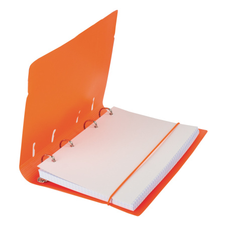 Тетрадь на кольцах А5 175х220 мм, 120 л., пластик, клетка, с резинкой, BRAUBERG, оранжевая, 403571 - Тетради на кольцах и сменные блоки к ним