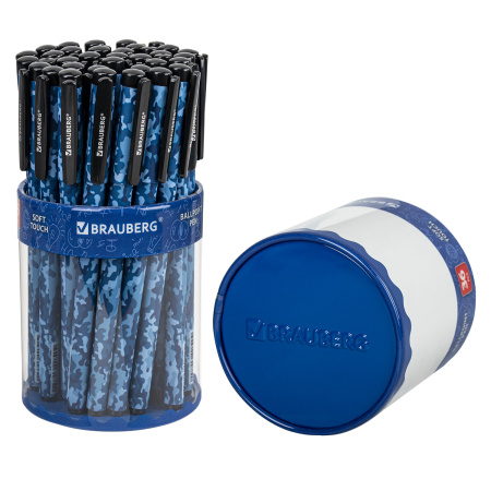Ручка шариковая BRAUBERG SOFT TOUCH GRIP "MILITARY", СИНЯЯ, мягкое покрытие, узел 0,7 мм, 143713 - Ручки шариковые неавтоматические