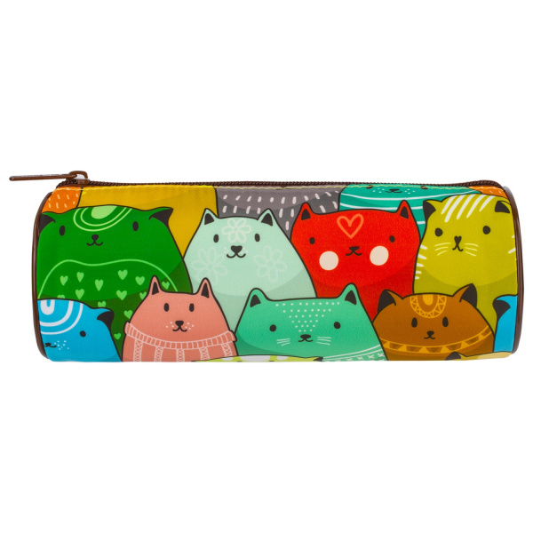 Пенал-тубус BRAUBERG, с эффектом Soft Touch, мягкий, "Cats", 22х8 см, 229008 - Пеналы мягкие
