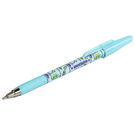 Ручка шариковая ЮНЛАНДИЯ "CARS", синяя, SOFT TOUCH покрытие, узел 0,7 мм, линия письма 0,35 мм, 143728 - Ручки шариковые неавтоматические