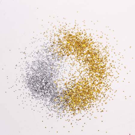 Блестки (глиттер) для декора, поделок, DIY, творчества, оформления, ОСТРОВ СОКРОВИЩ, НАБОР золото, серебро, 6 шт по 6,5 г, блистер, 662228 - Блестки для декора