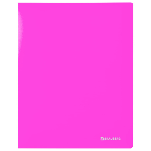 Папка с металлическим скоросшивателем и внутренним карманом BRAUBERG "Neon", 16 мм, розовая, до 100 листов, 0,7 мм, 227466 - Папки с пружинным и пластиковым скоросшивателем