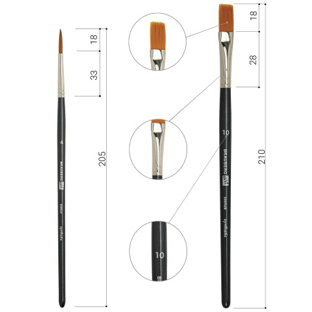 Кисти художественные набор 12 шт., в черной скрутке, синтетика, BRAUBERG ART CLASSIC, № 0-14, 200969 - Кисти художественные в наборах