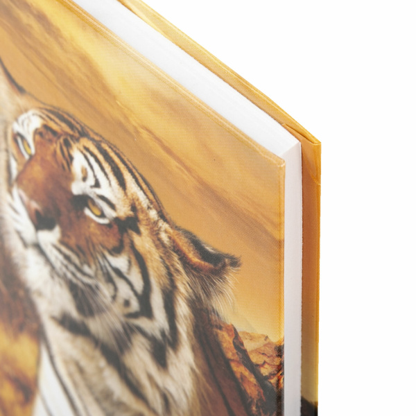 Блокнот МАЛЫЙ ФОРМАТ 110х147 мм А6, 80 л., твердый переплет, ламинированная обложка, клетка, STAFF, "Тигровый", 120949 - Блокноты в книжном переплете