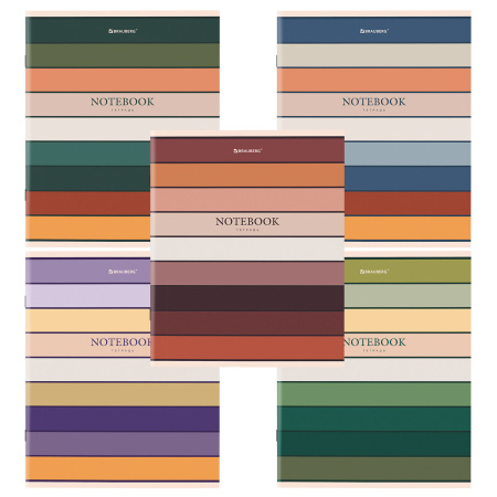 Тетрадь А5 48 л. BRAUBERG скоба, клетка, обложка картон, "Classic" (микс в спайке), 404364 - Тетради 40-48 листов