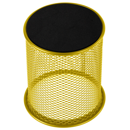 Подставка-органайзер BRAUBERG "Germanium", металлическая, круглое основание,100х89 мм, желтая, 231980 - Подставки канцелярские без наполнения