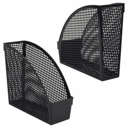 Лоток вертикальный для бумаг STAFF "Profit", 270х100х250 мм, сетчатый, полипропилен, черный, 237253 - Лотки вертикальные (стойки-уголки)