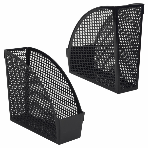 Лоток вертикальный для бумаг STAFF "Profit", 270х100х250 мм, сетчатый, полипропилен, черный, 237253 - Лотки вертикальные (стойки-уголки)