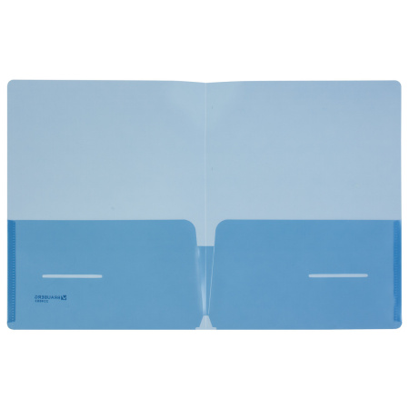 Папка-уголок с 2 карманами BRAUBERG, синяя, 0,18 мм, 224883 - Папки-уголки пластиковые
