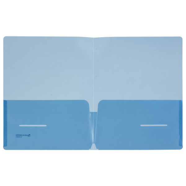 Папка-уголок с 2 карманами BRAUBERG, синяя, 0,18 мм, 224883 - Папки-уголки пластиковые