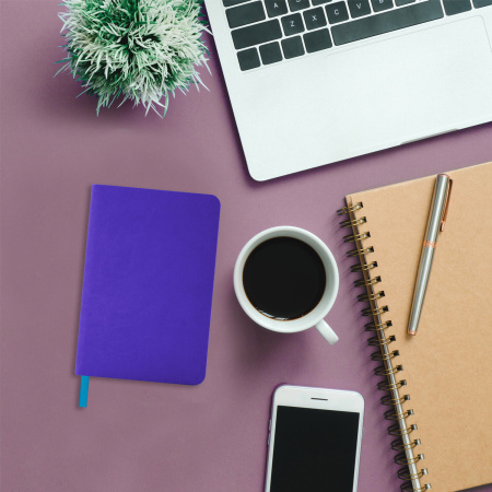 Ежедневник недатированный МАЛЫЙ 100х150 мм А6 BRAUBERG "Metropolis Mix", под кожу, 136 л., сиреневый, 113305 - Ежедневники с покрытием "под кожу и ткань"