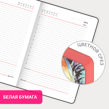 Ежедневник недатированный А5 (138х213 мм), BRAUBERG VISTA, под кожу, гибкий, 136 л., "Eye", 112004 - Ежедневники с покрытием "под кожу и ткань"